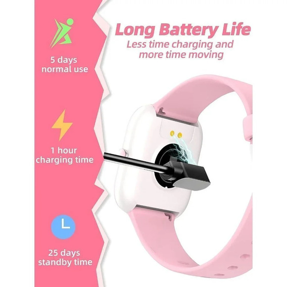 Kids Waterproof Fitness Activity Heart Rate Sleep Monitor Pink Smart  Watch - Picture 7 of 14